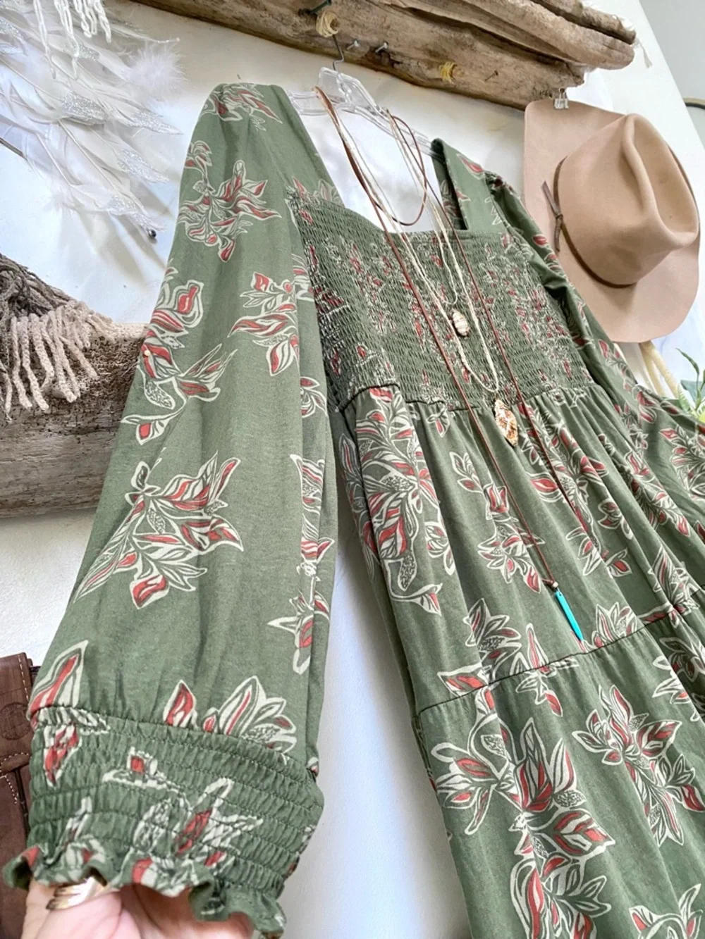 Farmhouse/cottagecore boho tired dress w prairie Country vibe - Picture 8 of 11